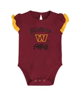 Newborn and Infant Boys Girls Burgundy, Gold Washington Commanders Too Much Love Two-Piece Bodysuit Set