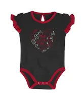 Girls Newborn and Infant Red, Black Wisconsin Badgers Too Much Love Two-Piece Bodysuit Set