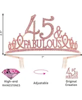 Meant2tobe 45th Birthday Gifts for Women,45th Birthday Tiara and Sash Pink,45th Birthday Decorations Party Supplies,It's My 45th Birthday Satin Sash C