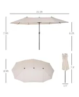 Outsunny 15' Extra Large Double Patio Umbrella for Pool,