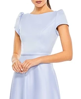 Mac Duggal Women's Ieena Short Sleeve A Line Crepe Dress