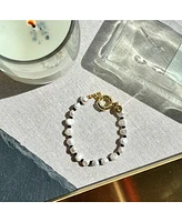 Joey Baby 18K Gold Plated Freshwater Pearl with Black Japanese Beads - Victoria Bracelet 8" For Women and Girls
