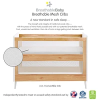 BreathableBaby Breathable Mesh 3-in-1 Convertible Crib - Greenguard Gold Certified