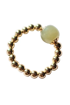 seree Arya — Jade and beaded gold stretch ring