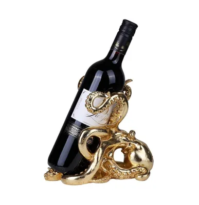 Fc Design Gold Octopus Decorative Wine Bottle Holder Marine Life Wine Rest Statue Home Decor Wine Rack Display