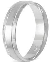 Men's Textured & Smooth Finish Band in 14k White Gold