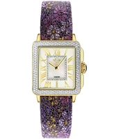 GV2 by Gevril Women's Padova Swiss Quartz Floral Purple Leather Watch 30mm