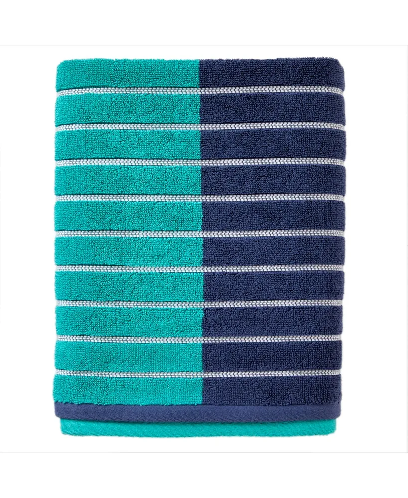 Skl Home Color Block Stripes Cotton Bath Towel, 50" x 27"