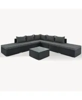 8-Pieces Outdoor Patio Furniture Sets, Garden Conversation Wicker Sofa Set, Single Sofa