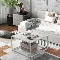 Costway Coffee Table Modern Rectangular Coffee Table Metal Frame