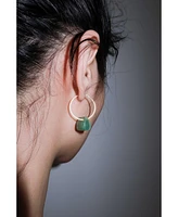 Baby lock — Jade stone gold earrings