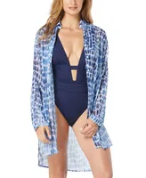 Carmen Marc Valvo Women's Convertible Front-Tie Shirt Swim Cover-Up