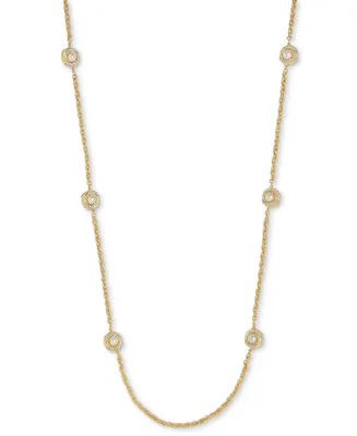 Charter Club Gold-Tone Pave & Imitation Pearl Station Necklace, 42" + 2" extender, Created for Macy's