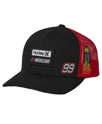 Men's Hurley Black, Red Nascar Trucker Snapback Hat