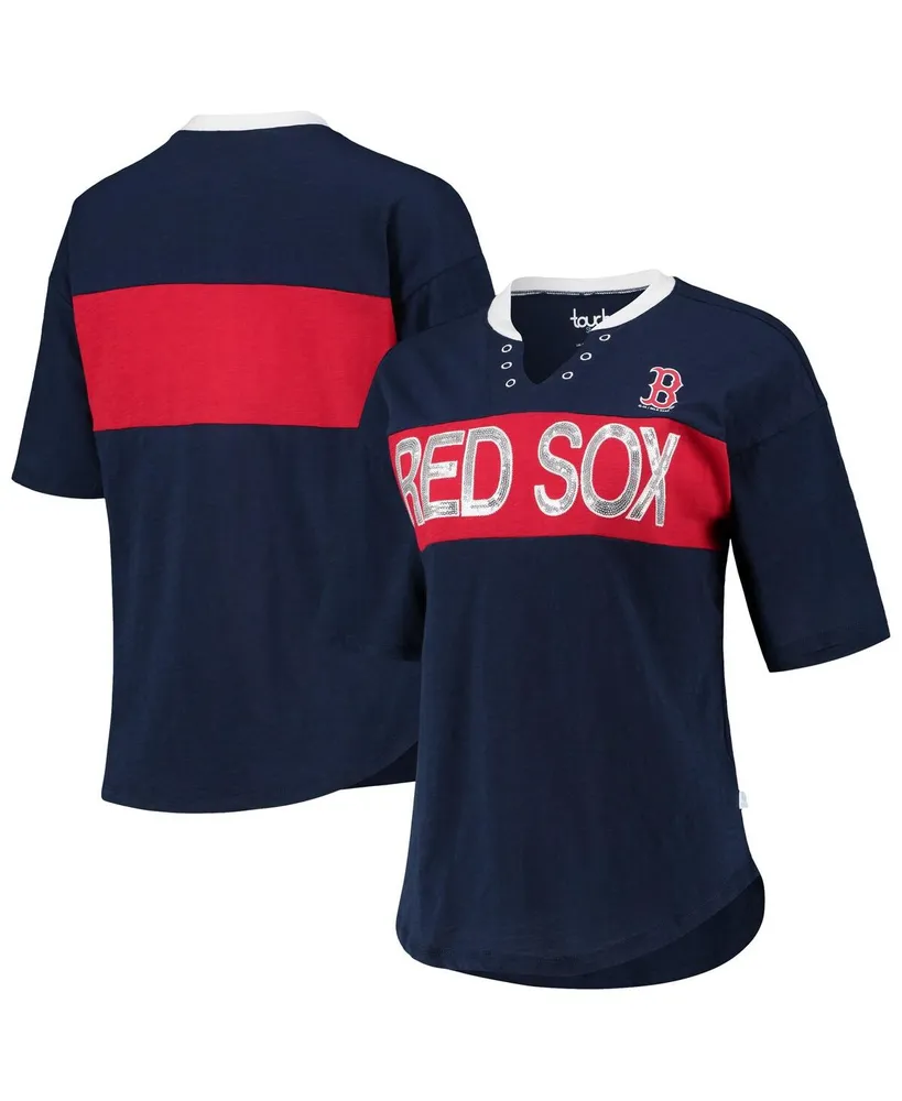 Women's Touch Navy, Red Boston Sox Lead Off Notch Neck T-shirt