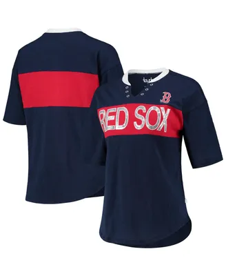 Women's Touch Navy, Red Boston Sox Lead Off Notch Neck T-shirt
