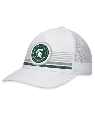 Men's Top of the World White Michigan State Spartans Top Trace Trucker Snapback Hat