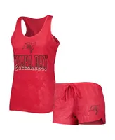 Women's Concepts Sport Red Tampa Bay Buccaneers Billboard Scoop Neck Racerback Tank and Shorts Sleep Set