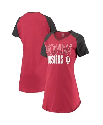Women's Concepts Sport Crimson, Charcoal Indiana Hoosiers Raglan V-Neck Nightshirt