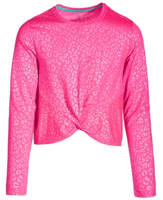 Id Ideology Big Girls Leopard-Print Twist Long-Sleeve T-Shirt, Created for Macy's