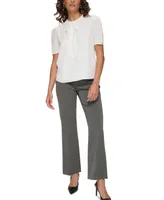 Calvin Klein Petite Short-Sleeve Tie-Neck Top