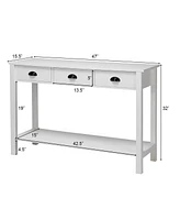 Costway 47" Console Table Hall Table Side Desk Accent Table Drawers Shelf Entryway