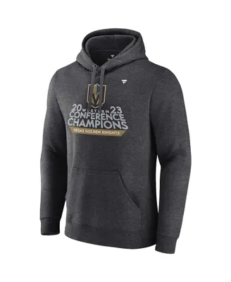 Men's Fanatics Heather Charcoal Vegas Golden Knights 2023 Western Conference Champions Locker Room Pullover Hoodie