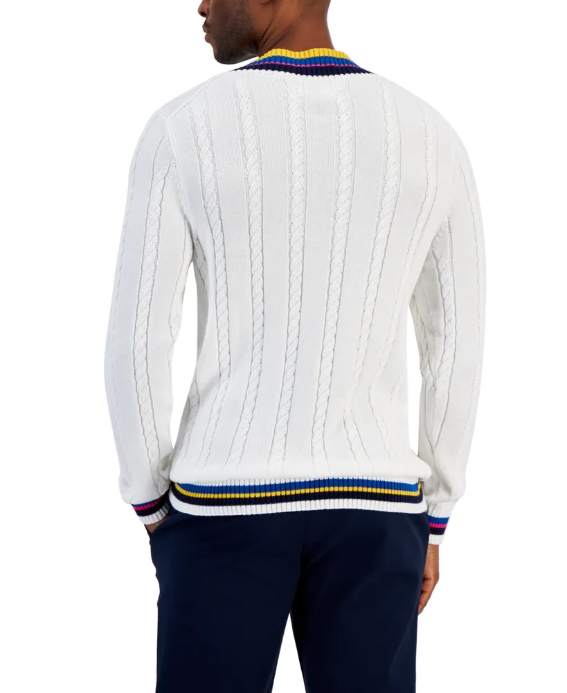 Club Room Men's Bright Color Tipped Varsity Sweater, Created for Macy's