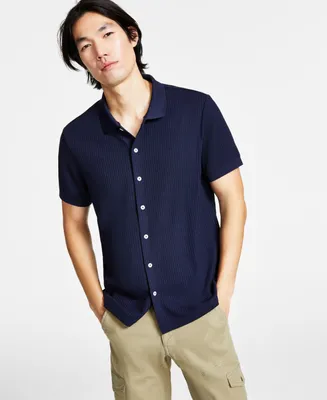 Guess Men's Pointelle Short Sleeve Knit Shirt