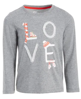 Epic Threads Toddler & Little Girls Festive Love Print Long-Sleeve T-Shirt, Created for Macy's