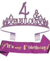 MEANT2TOBE 4th Birthday Sash and Tiara for Girls
