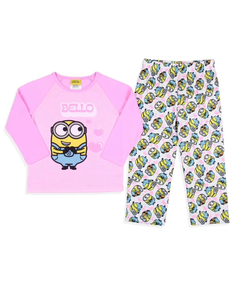 Despicable Me Toddler Girls' Minions Chibi Bello Raglan Kids Sleep Pajama Set