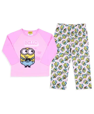 Despicable Me Toddler Girls' Minions Chibi Bello Raglan Kids Sleep Pajama Set