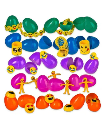 Neliblu Emoji Toy Filled Favor Eggs - 30 Bright and Colorful 2.5" Surprise Eggs with Emoji Halloween Toys