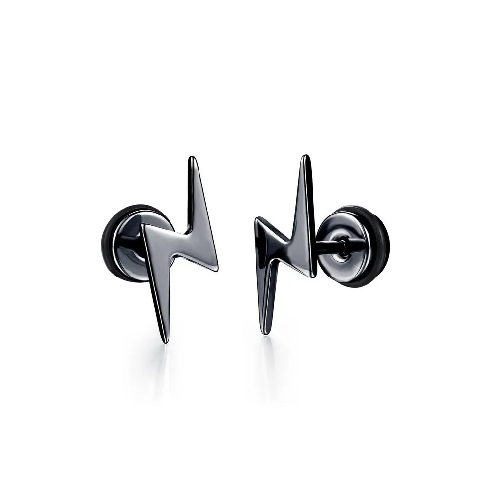 Stainless Steel Lightning Bolt Stud Earrings