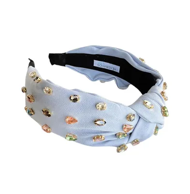 Headbands of Hope Women's Traditional Knot Headband - Light Blue Gem