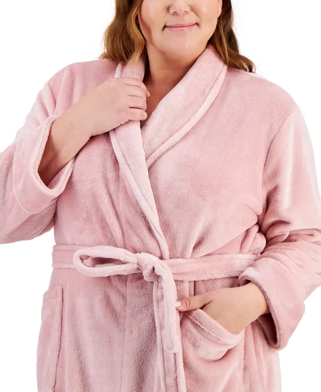 Charter Club Woman's Plush Zig Zag Zipper Robe, Created for Macy's - Macy's