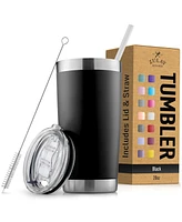 Zulay Kitchen 20oz Stainless Steel Tumbler With Lid and Straw - Sweat-Free Travel Coffee Mug Cups