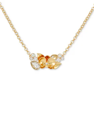 Guess Gold-Tone Crystal Flower Statement Necklace, 16" + 2" extender
