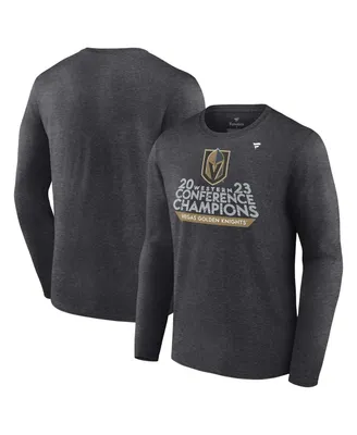 Men's Fanatics Heather Charcoal Vegas Golden Knights 2023 Western Conference Champions Locker Room Long Sleeve T-shirt
