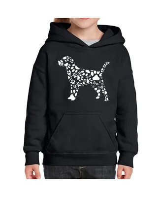 Big Girl's Word Art Hooded Sweatshirt - Dog Paw Prints
