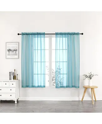 Goodgram Basics Turquoise Blue 2 Piece Rod Pocket Translucent Sheer Voile Window Curtain Panels For Small Windows - 45 In. Long