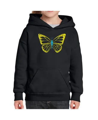 Big Girl's Word Art Hooded Sweatshirt - Butterfly