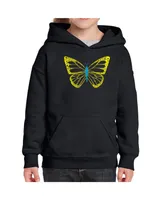 Big Girl's Word Art Hooded Sweatshirt - Butterfly