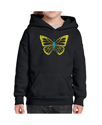 La Pop Art Girls Word Hooded Sweatshirt - Butterfly