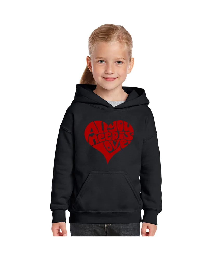 La Pop Art Girls Word Hooded Sweatshirt - All You Need Is Love