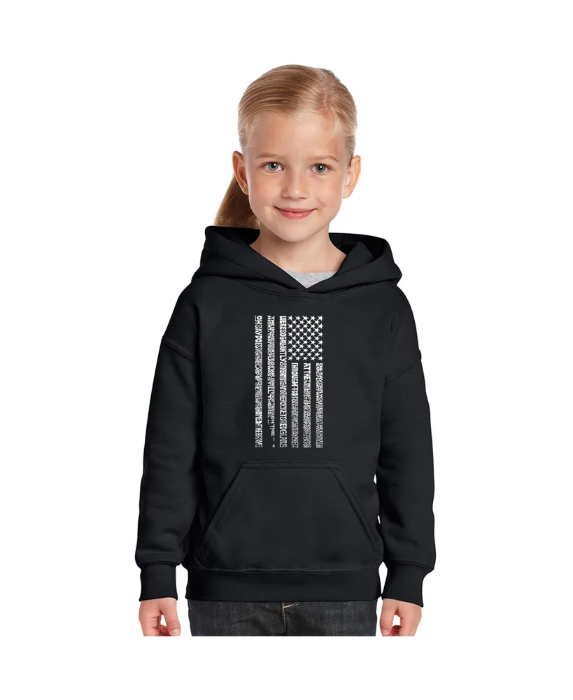 Big Girl's Word Art Hooded Sweatshirt - National Anthem Flag