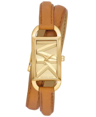 Michael Kors Women's Empire Quartz Three-Hand Luggage Double Wrap Leather Watch 20X30mm