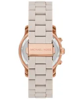 Michael Kors Women's Runway Quartz Chronograph Rose Gold-Tone Stainless Steel and Wheat Silicone Watch 38mm