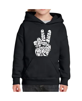 Big Girl's Word Art Hooded Sweatshirt - Peace Out